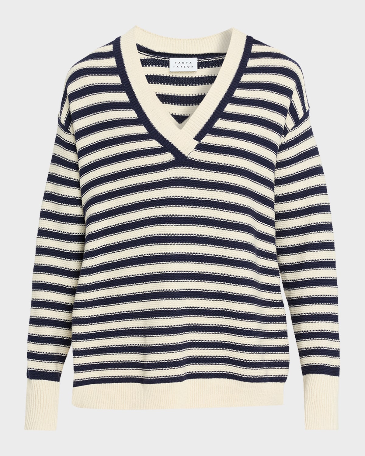 Tanya Taylor Ashby Stripe V-Neck Sweater