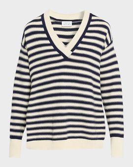 Tanya Taylor Ashby Stripe V-Neck Sweater