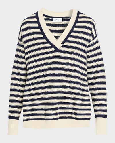 Tanya Taylor Ashby Stripe V-Neck Sweater