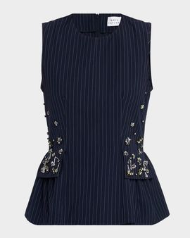 Tanya Taylor Astrid Embellished Sleeveless Top