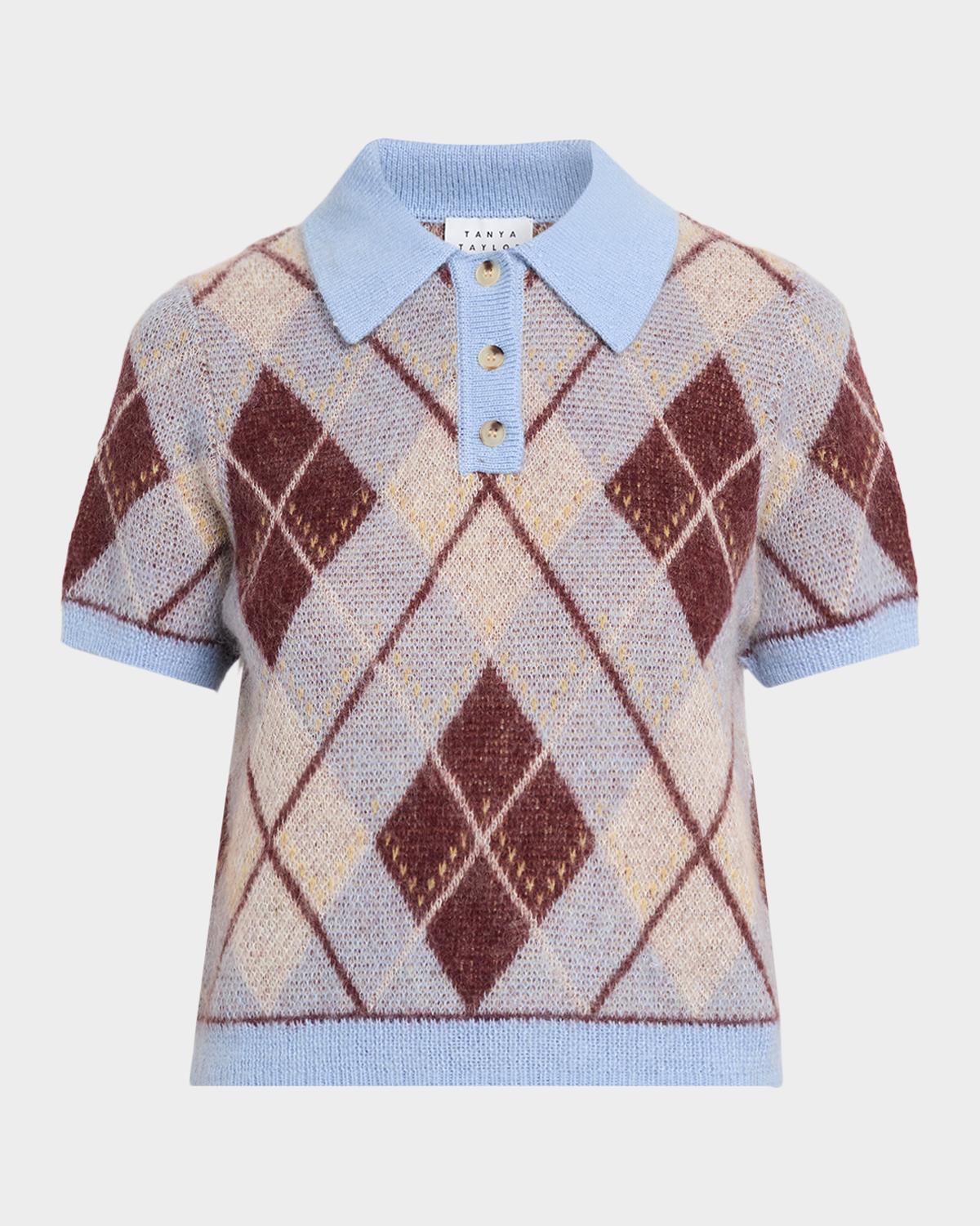 Tanya Taylor Camilla Argyle Polo Sweater