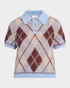 Tanya Taylor Camilla Argyle Polo Sweater