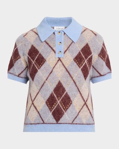 Tanya Taylor Camilla Argyle Polo Sweater