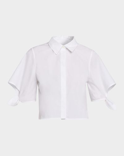 Tanya Taylor Corinna Cropped Tie-Cuff Cotton Top