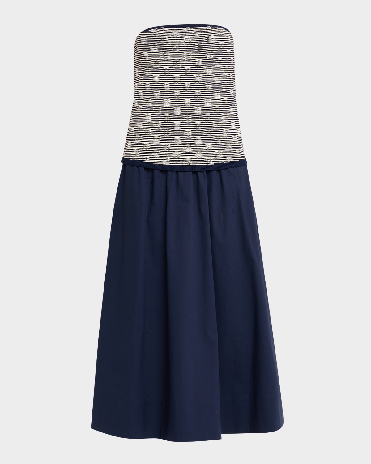 Tanya Taylor Erika Strapless Combo Midi Dress