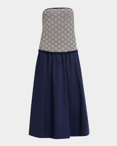 Tanya Taylor Erika Strapless Combo Midi Dress