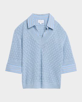Tanya Taylor Esme Pointelle-Knit Layered Top