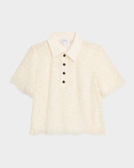 Tanya Taylor Gwen Lace Polo Top
