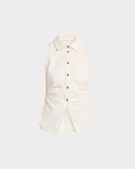 Tanya Taylor Hanelle Button-Front Denim Top