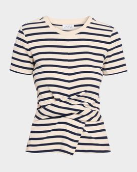 Tanya Taylor Kelsey Striped Twist-Detail Top