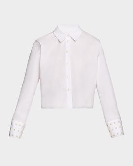 Tanya Taylor Largaux Beaded Button-Front Top