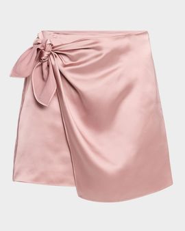 Tanya Taylor Lydia Satin Wrap Skirt