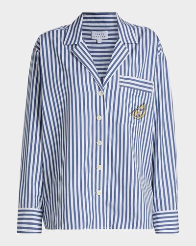 Tanya Taylor Noa Striped Lemon Pocket Button-Front Shirt