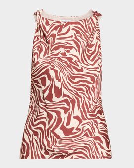 Tanya Taylor Penny Twisted-Shoulder Sleeveless Silk Top