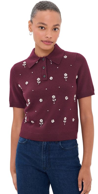 Tanya Taylor Tanya Taylor Embroidered Camilla Top Blackberry