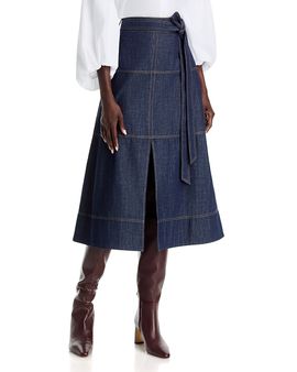 Tanya Taylor Tanya Taylor Hudley Denim Midi Skirt in Midnight Rinse