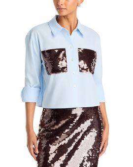 Tanya Taylor Tanya Taylor Largaux Sequin Pocket Cotton Oxford Shirt