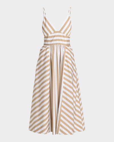 Tanya Taylor Vivien Striped Cotton Midi Dress