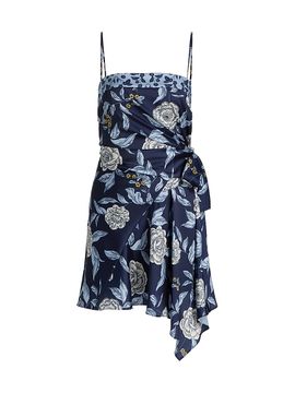 Tanya Taylor Women's Antona Floral Crepe Wrap-Waist Minidress