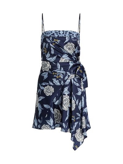 Tanya Taylor Women's Antona Floral Crepe Wrap-Waist Minidress