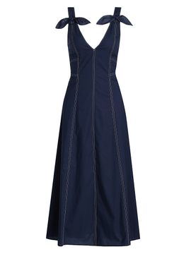 Tanya Taylor Women's Caprice Cotton Denim A-Line Midi-Dress