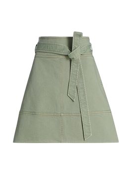 Tanya Taylor Women's Courtney Tie-Waist Denim Miniskirt