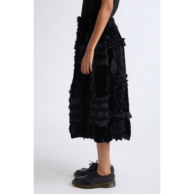 Tao Comme des Garçons Tao Comme des Garçons Mixed Material Ruffle Midi Skirt