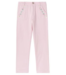 Tartine et Chocolat Tartine et Chocolat Embroidered floral cotton twill pants