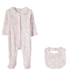 Tartine et Chocolat Tartine et Chocolat Floral cotton onesie and bib set
