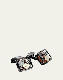 Tateossian Gunmetal Gear Cuff Links, Silvertone