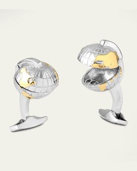 Tateossian Hinged Oceanic Globe Cufflinks