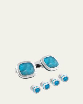 Tateossian Men's Apatite Doublet Cufflink Shirt Stud Set