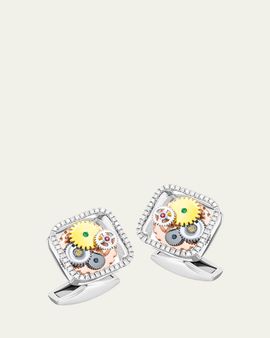 Tateossian Men's Diamond and Gemstone Mechanical Gear Cufflinks