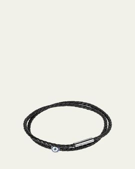 Tateossian Men's Enamel Evil Eye and Sterling Silver Mini Pop Cord Bracelet