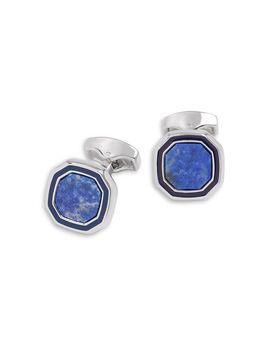 Tateossian Tateossian Octagon White Bronze Plated & Blue Lapis Cufflinks