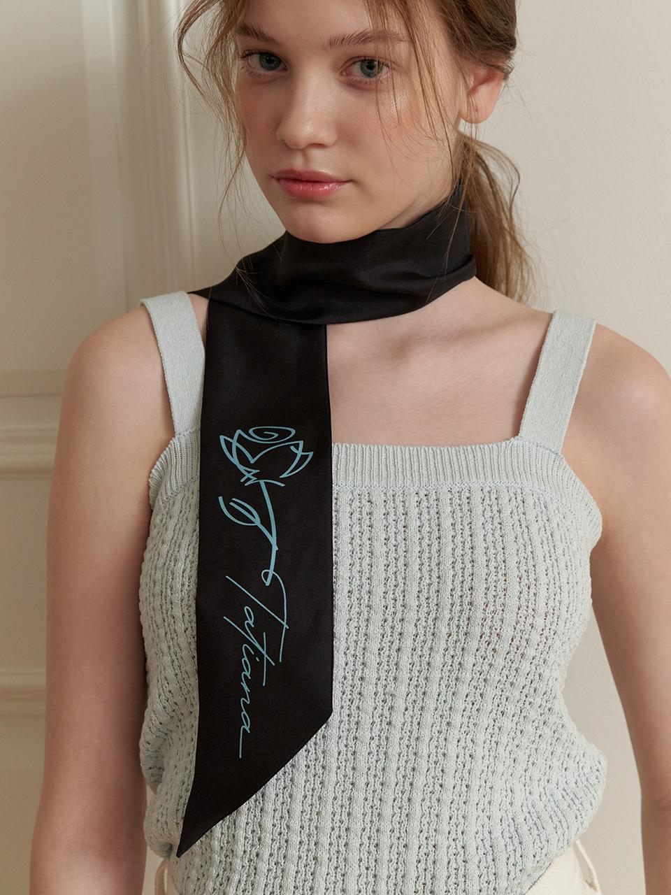 TATIANA Blooming Blue Twill Silk Scarf