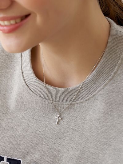 TATIANA Clear Cross Pendant Necklace