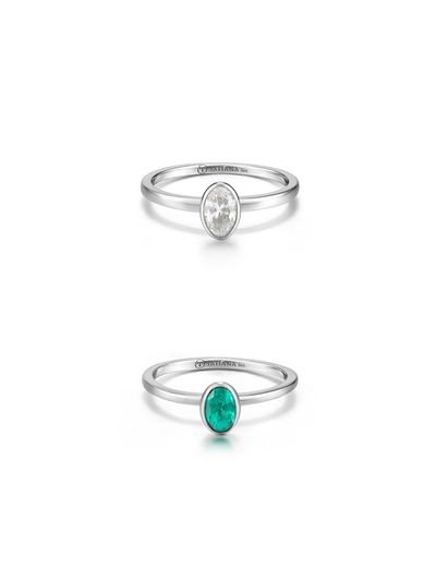 TATIANA Emerald Oval Bezel Ring