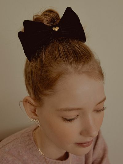 TATIANA Heart Classic Double Ribbon Hairclip HB2217