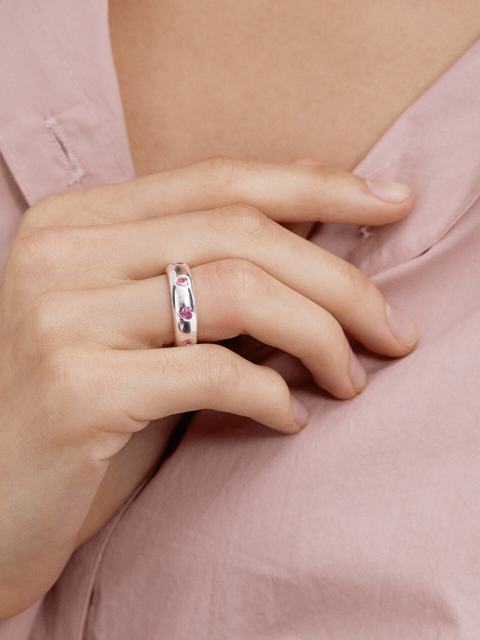 TATIANA Heart Dot Cubic Ring