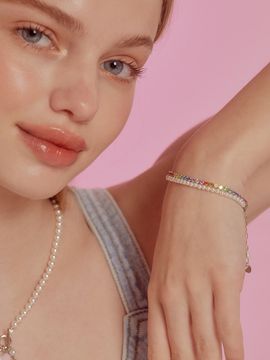 TATIANA Pearl and Rainbow jewel Bracelet Set
