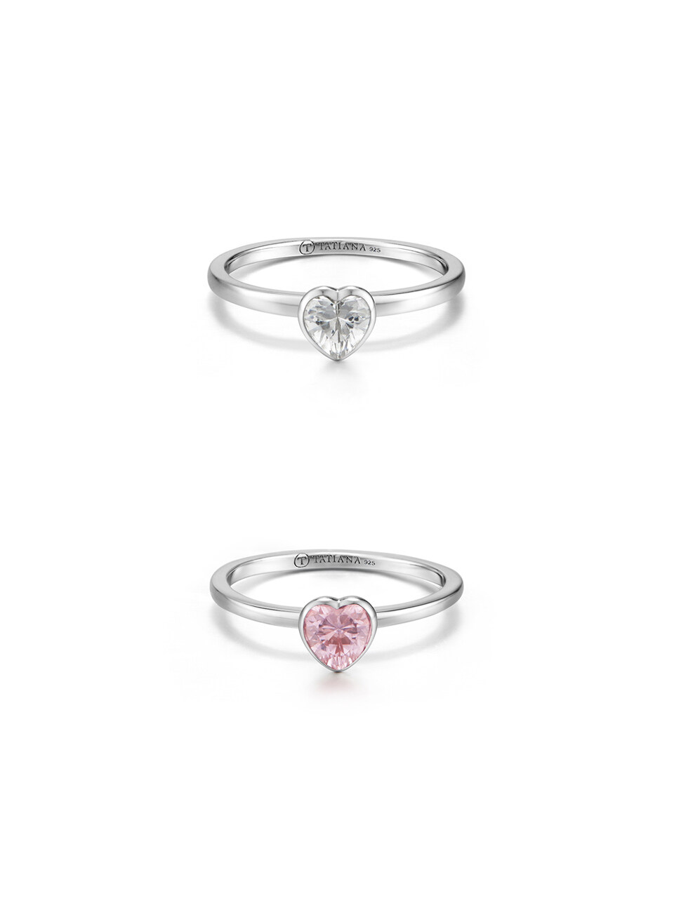 TATIANA Pink Sapphire Heart Bezel Ring