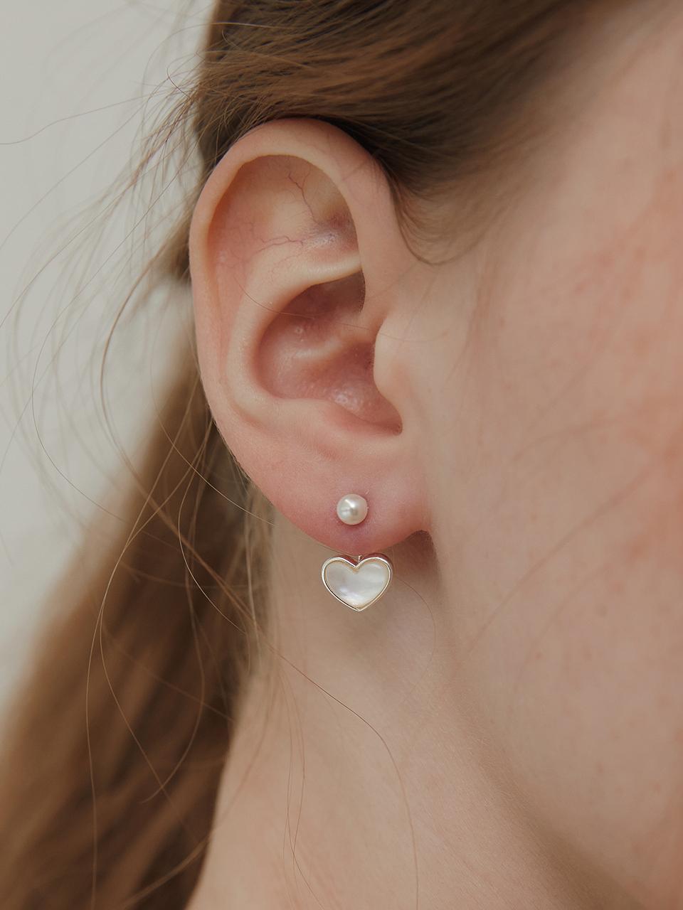 TATIANA [Silver 925] Aurora Heart Pearl Ear Jacket