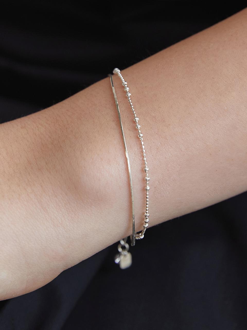 TATIANA (Silver 925) Ball and embossed texture Layered Bra