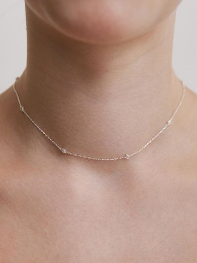 TATIANA (Silver 925) Bezel Dot Chain Necklace NZ2418