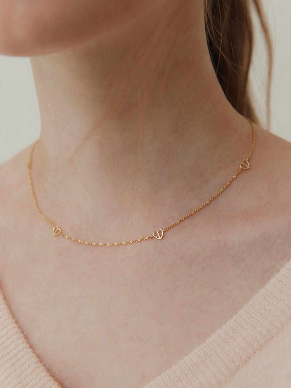 TATIANA [Silver 925] Half And Half Heart Chain Necklace