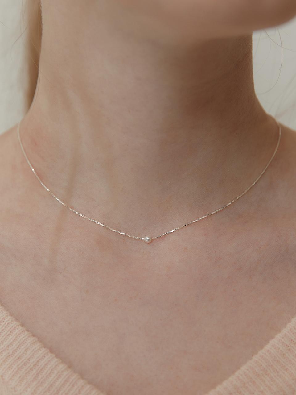 TATIANA [Silver 925] Only Pearl Box Chain Necklace