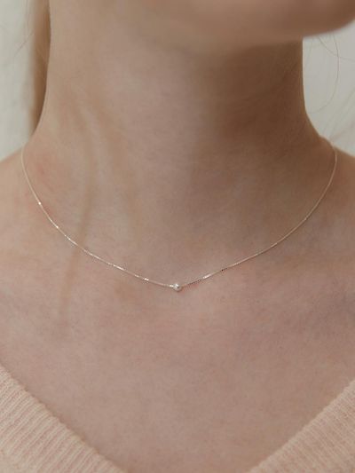 TATIANA [Silver 925] Only Pearl Box Chain Necklace