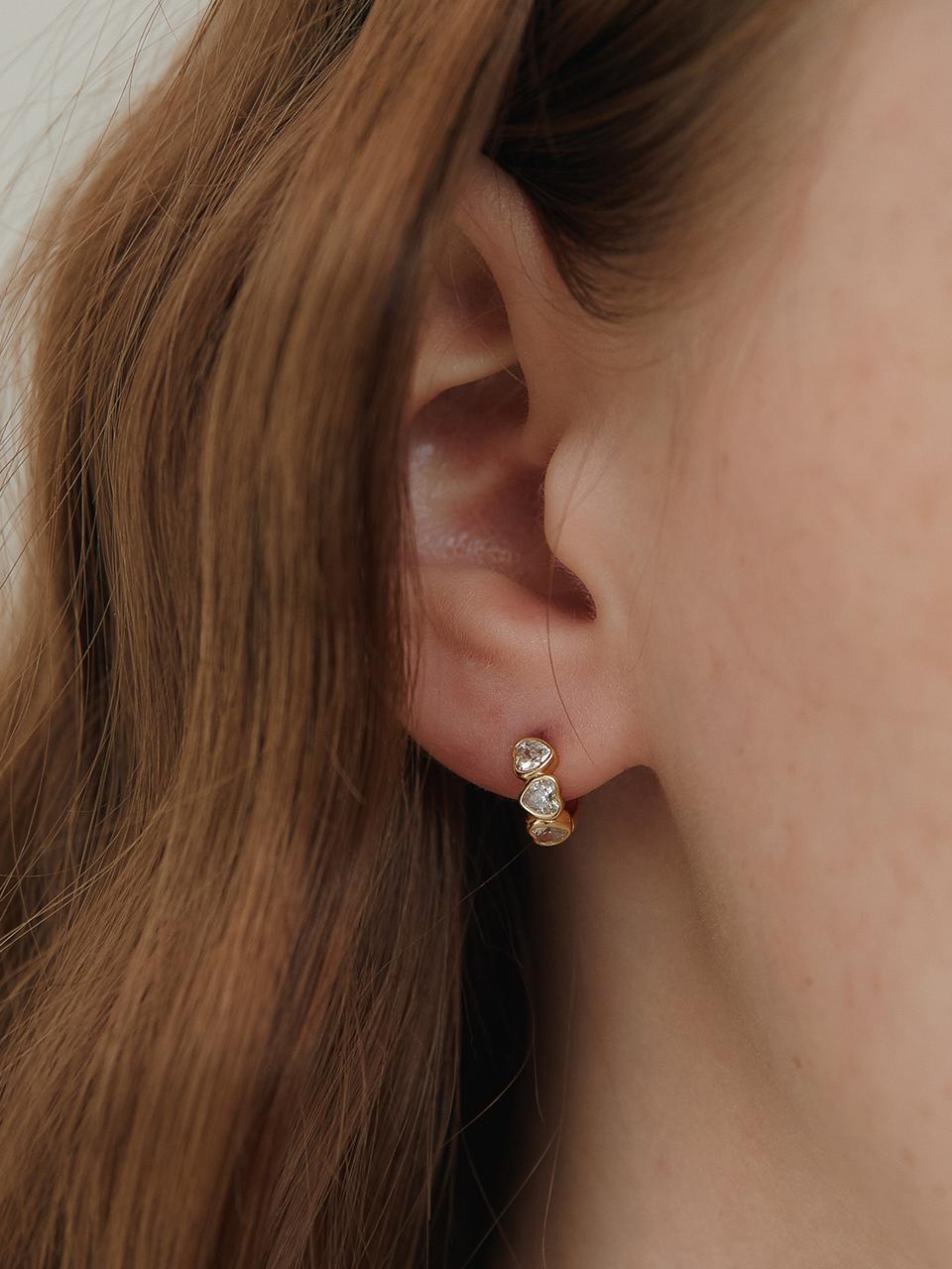 TATIANA [Silver 925] Triple Heart Hoop Earrings