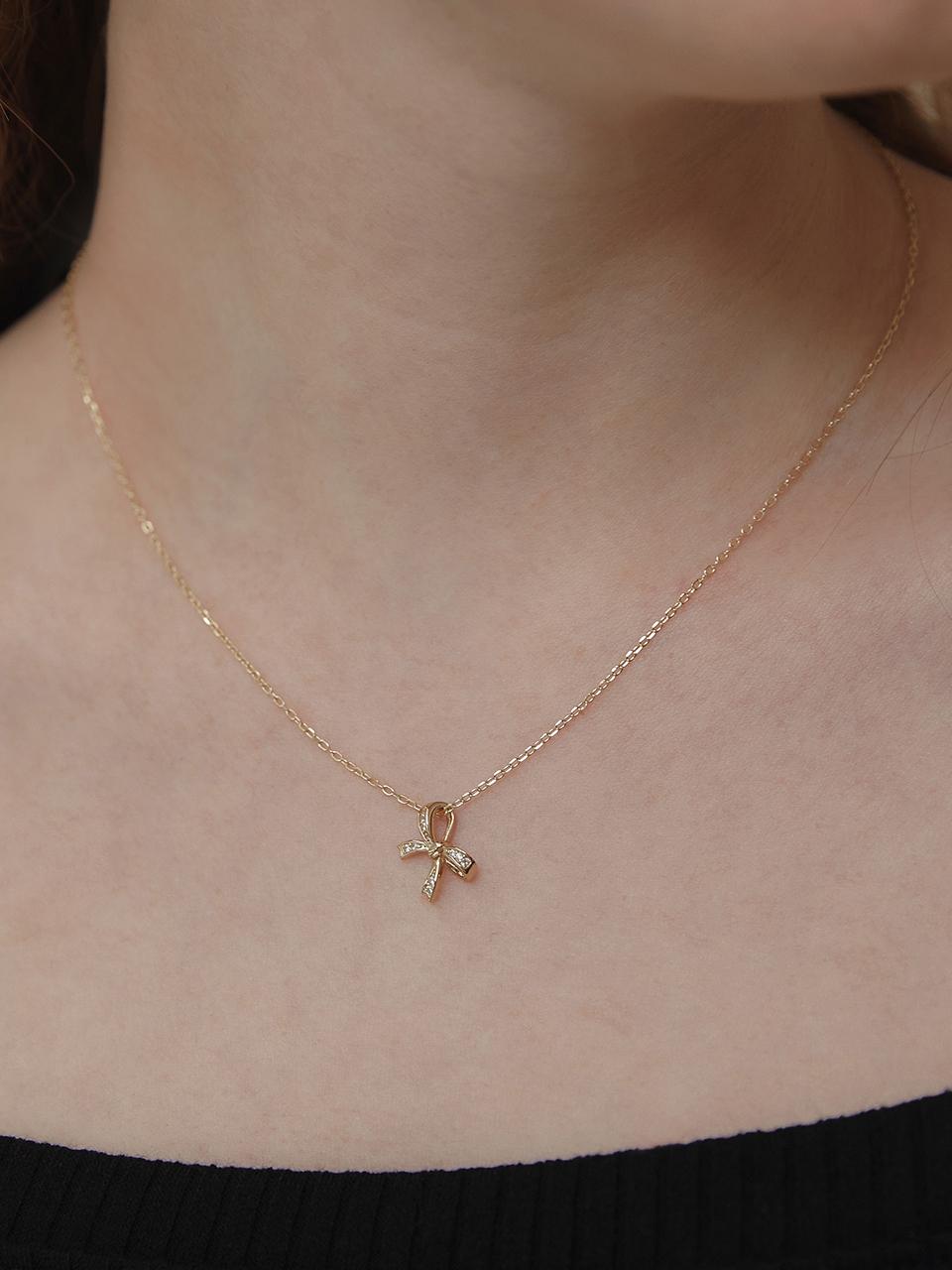TATIANA [Silver 925] Twinkle Dangle Ribbon Necklace